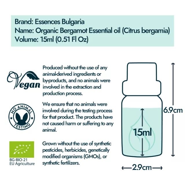 Bergamot 15ml bottle size and volume graphic