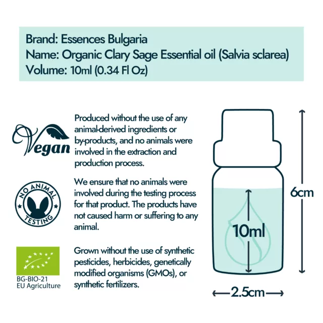 Clary sage bottle size and volume graphic 10ml