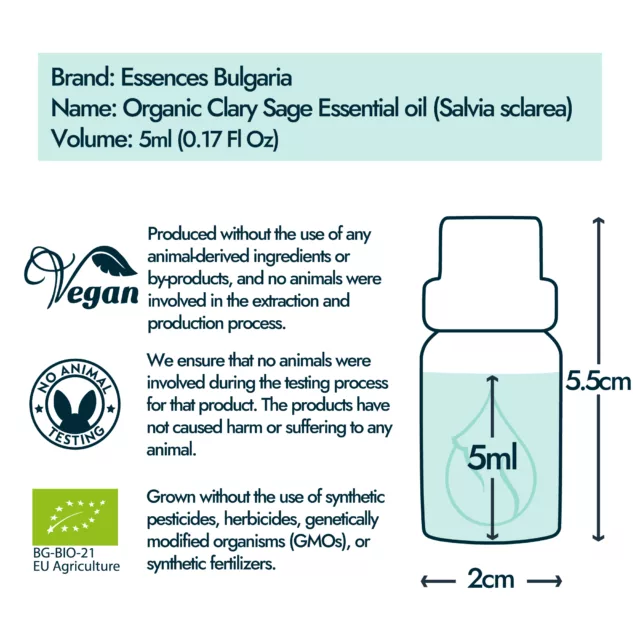 Clary sage bottle size and volume graphic 5ml