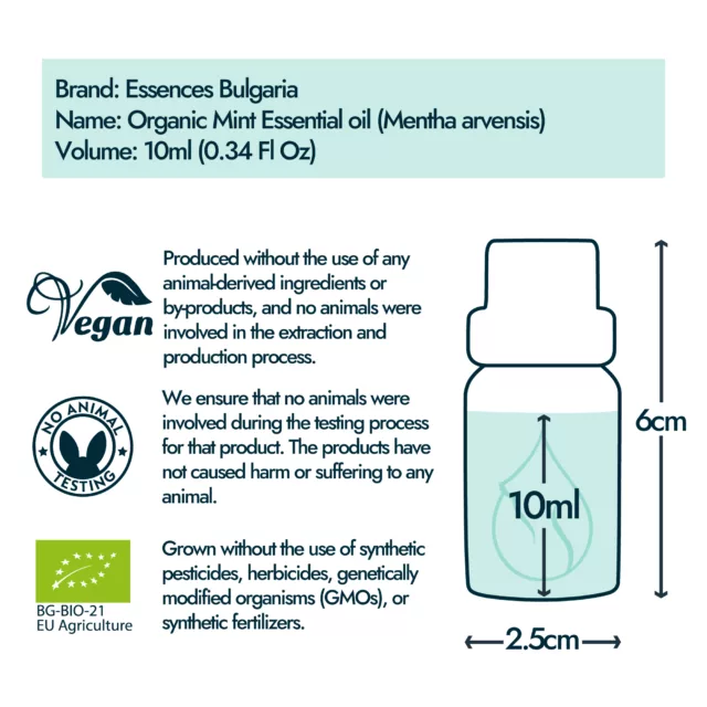 Mint bottle size and volume graphic 10ml