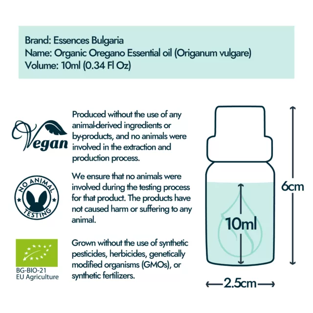 Oregano bottle size and volume graphic 10ml