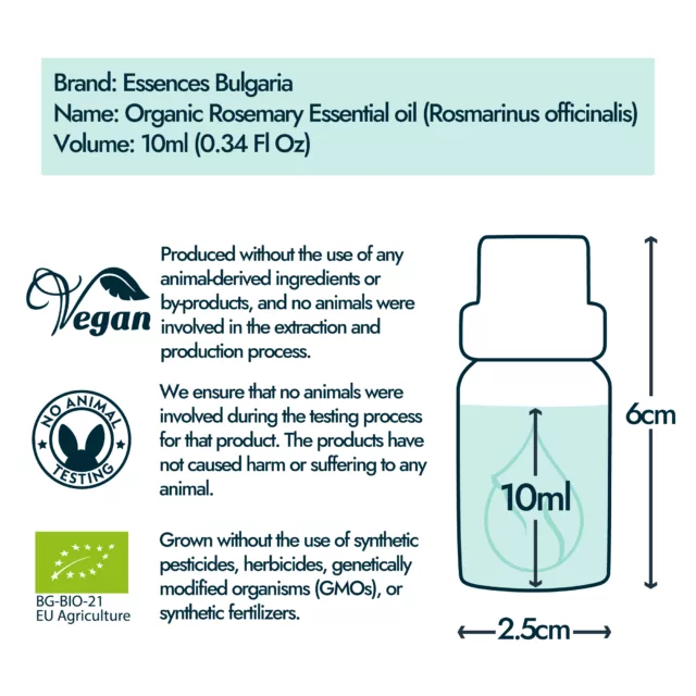 Rosemary bottle size and volume graphic 10ml