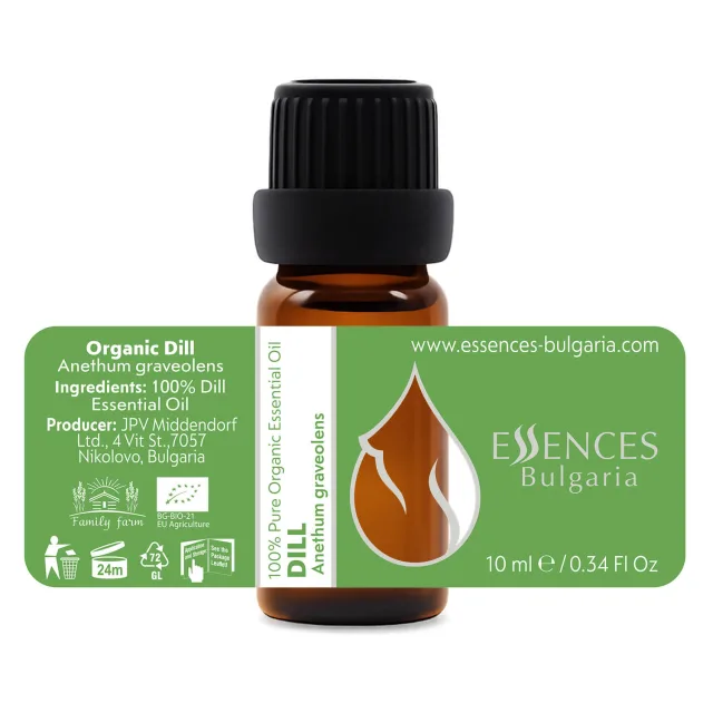 Organic dill essential oil (10ml) label