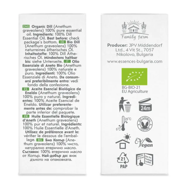 Organic dill essential oil (10ml) sides