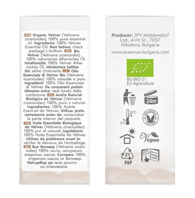 Organic vetiver essential oil (10ml) sides